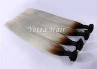 Two Tone Color Peru Human Hair Extensions Ombre Dengan Gray Lurus