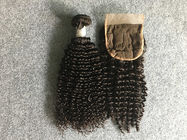 Menenun Rambut Manusia Peru Penuh dan Tebal Diproses dengan Penutupan Keriting Keriting