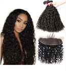 30 Inch 100% Virgin Brasil Curly Hair Water Wave 3 Bundel Dengan Frontal