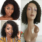 Pakan ganda Penuh Renda Wig Rambut Manusia Untuk Perempuan Kulit Hitam / Kepadatan 180% Jerry Curly Bob Wig