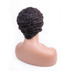 Warna kustom pendek rambut manusia renda depan wig topi ukuran rata-rata dengan tali disesuaikan