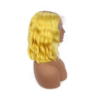 Tebal Renda Frontal Bob Wig Rambut Manusia 1b / Kuning Tubuh Gelombang Wig
