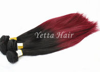 Dark Red Human Hair Extensions, Silky Straight Real Hair Ombre Extensions