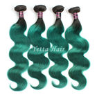 Two Tone Real Ombre Hair Extensions, Green 14 - 24 Inch Virgin Hair