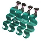 Two Tone Real Ombre Hair Extensions, Green 14 - 24 Inch Virgin Hair