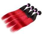 Lembut 7A Ombre Brazilian Rambut Perawan 1B / Red Lurus Ombre Rambut 3 Bundel Untuk Dewasa