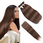 Warna Coklat Ombre Ekstensi Rambut Manusia / Menenun Rambut Lurus Dengan Penutupan 4X4