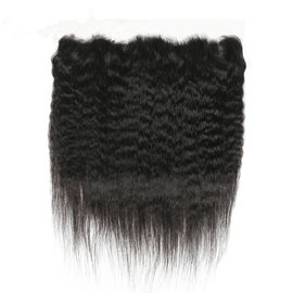 Front Virgin Hair Extensions Rambut Manusia Nyata / Bundel Lurus Keriting Dengan Renda