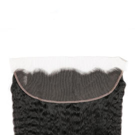 Front Virgin Hair Extensions Rambut Manusia Nyata / Bundel Lurus Keriting Dengan Renda