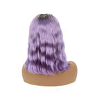 100% rambut manusia memotong ombre pendek ungu bob renda depan wig untuk wanita