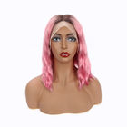 Pakan ganda 13 X 4,5 Gelombang Renda Depan Wig Rambut Manusia 1b / Warna Pink