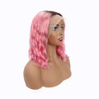 Pakan ganda 13 X 4,5 Gelombang Renda Depan Wig Rambut Manusia 1b / Warna Pink