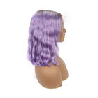100% rambut manusia memotong ombre pendek ungu bob renda depan wig untuk wanita