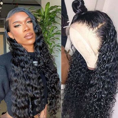Rambut Manusia Brasil yang Belum Diproses Penuh Renda Wig OEM Vendor Gelombang Air