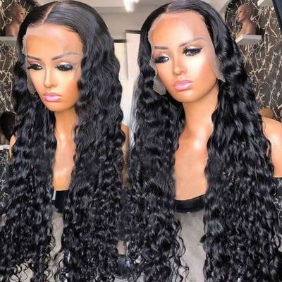 Rambut Manusia Brasil yang Belum Diproses Penuh Renda Wig OEM Vendor Gelombang Air